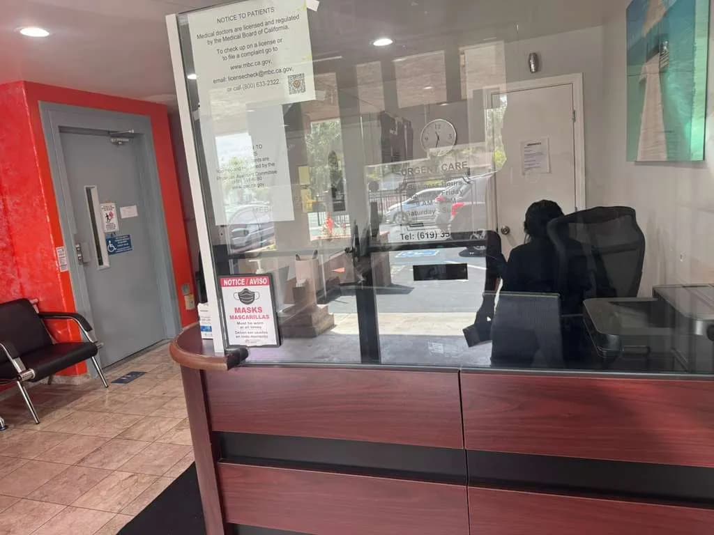 Reception area at Palm Urgent Care Magnolia location